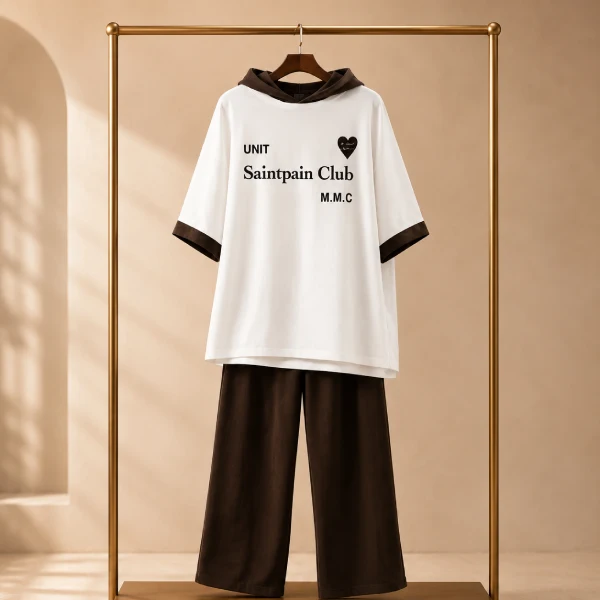 ست تیشرت کلاهدار و شلوار زنانه Saintpain Club