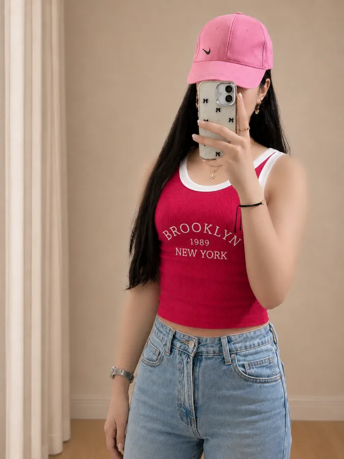 کراپ کبریتی زنانه Brooklyn 1989 مدل رکابی | رینبو شاپ