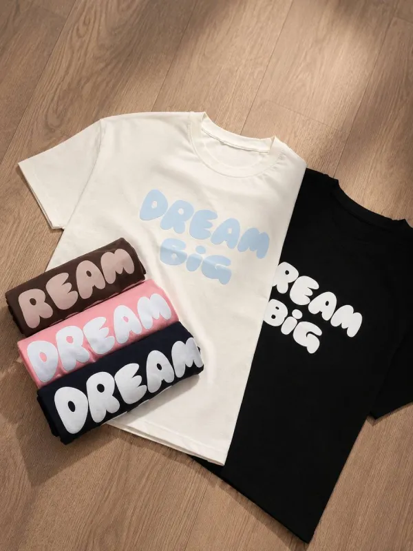 تیشرت باکسی زنانه Dream Big مدل آزاد