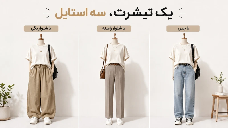 ترکیب چند شلوار و بالاتنه در کمد کپسولی زنانه