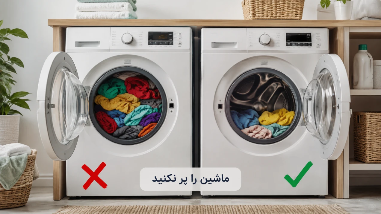 تنظیم شستوشوی ملایم لباسهای رنگی در ماشین لباسشویی