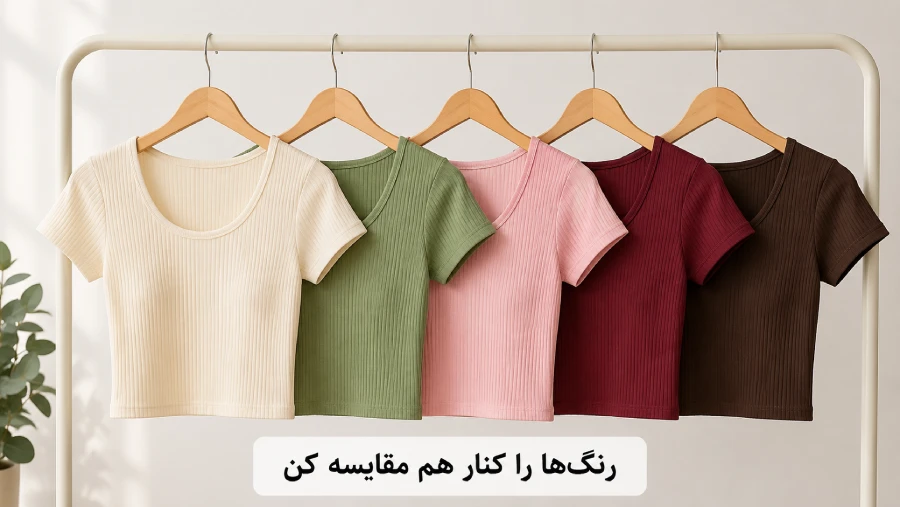 مقایسه چند رنگ یک مدل لباس برای تشخیص تهرنگ واقعی