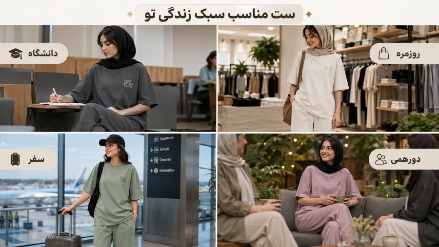 ست تیشرت و شلوار زنانه برای استفاده روزمره و استایل راحت