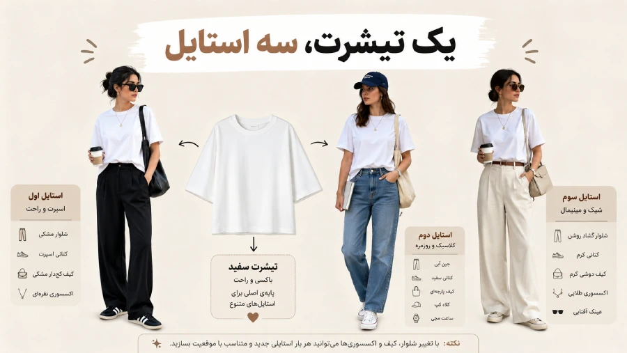 ترکیب تیشرت و شلوار مناسب دانشگاه دخترانه
